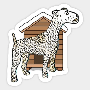 Cute puppy in your little house Sticker